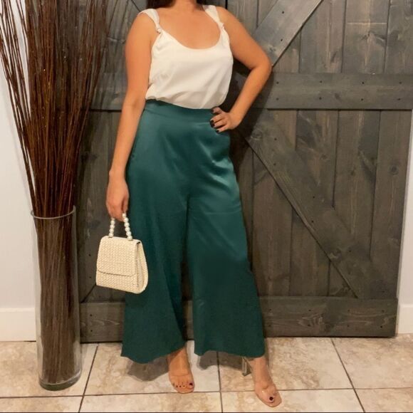 Satin Wide Leg Pants - Picture 1 of 6